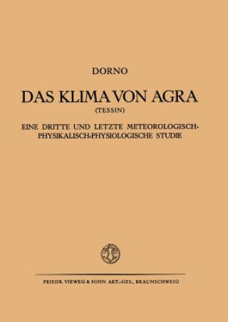 Knjiga Das Klima Von Agra (Tessin) Carl W. Dorno