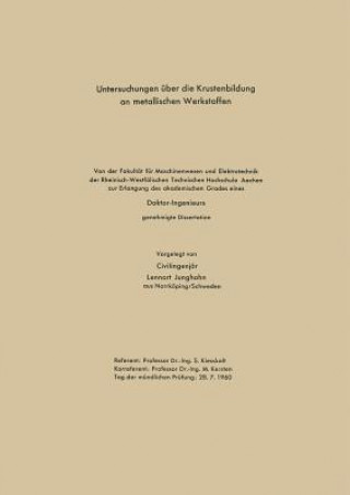 Buch Untersuchungen  ber Die Krustenbildung an Metallischen Werkstoffen Lennart Junghahn