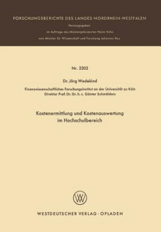 Könyv Kostenermittlung Und Kostenauswertung Im Hochschulbereich Jörg Wedekind