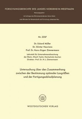 Книга Untersuchung  ber Den Zusammenhang Zwischen Der Bestimmung Optimaler Losgr  en Und Der Fertigungsablaufplanung Eckhard Müller