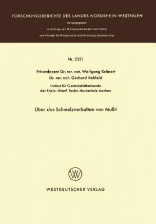 Kniha ber Das Schmelzverhalten Von Mullit Wolfgang Krönert