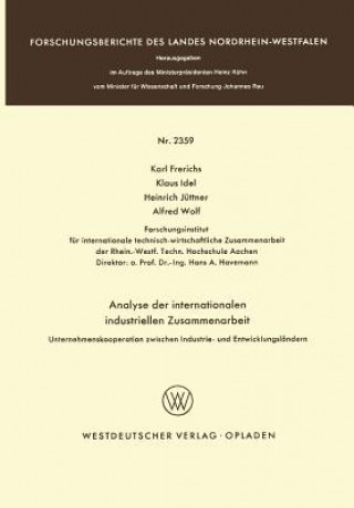 Kniha Analyse Der Internationalen Industriellen Zusammenarbeit Karl Frerichs