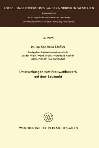 Carte Untersuchungen Zum Preiswettbewerb Auf Dem Baumarkt Karl-Heinz Schiffers