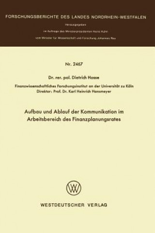 Knjiga Aufbau Und Ablauf Der Kommunikation Im Arbeitsbereich Des Finanzplanungsrates Dietrich Hosse