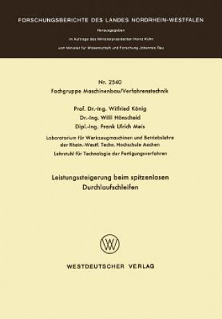 Kniha Leistungssteigerung Beim Spitzenlosen Durchlaufschleifen Wilfried König