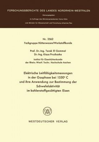 Książka Elektrische Leitf higkeitsmessungen in Der Gasphase Bei 1550 c Und Ihre Anwendung Zur Bestimmung Der Schwefelaktivit t Im Kohlenstoffges ttigten Eisen Tarek  el Gammal