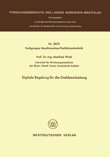 Книга Digitale Regelung F r Die Drehbearbeitung Manfred Weck