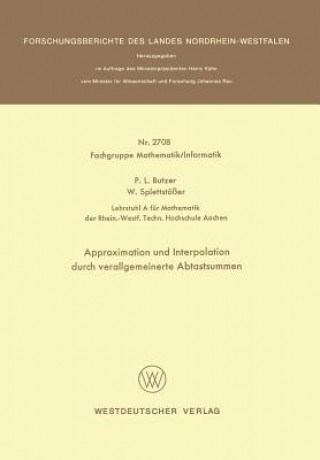 Knjiga Approximation Und Interpolation Durch Verallgemeinerte Abtastsummen Paul L. Butzer