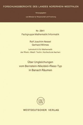 Kniha eUber Ungleichungen Vom Bernstein-Nikolskii-Riesztyp in Banach Reaumen Rolf Joachim Nessel