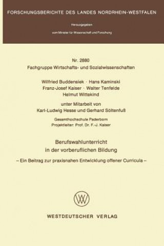 Книга Berufswahlunterricht in Der Vorberuflichen Bildung Wilfried Buddensiek