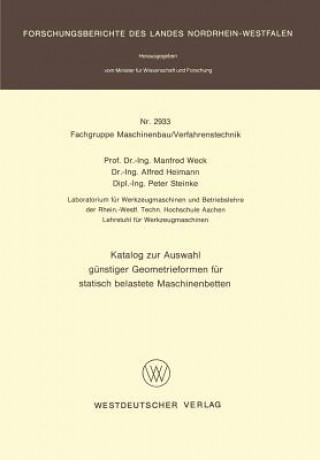 Carte Katalog Zur Auswahl Gunstiger Geometrieformen Fur Statisch Belastete Maschinenbetten Manfred Weck