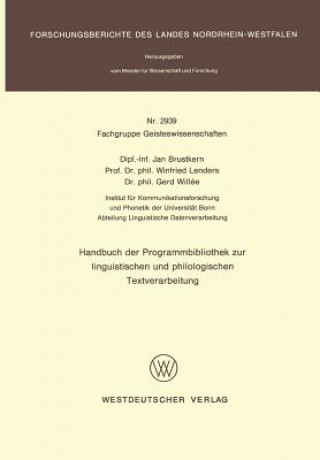 Kniha Handbuch Der Programmbibliothek Zur Linguistischen Und Philologischen Textverarbeitung Jan Brustkern