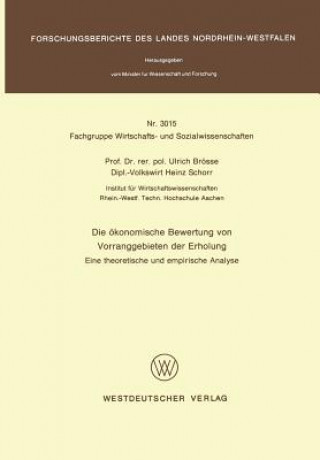 Knjiga Oekonomische Bewertung Von Vorranggebieten Der Erholung Ulrich Brösse
