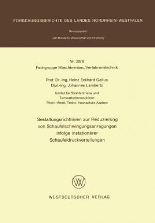 Buch Gestaltungsrichtlinien Zur Reduzierung Von Schaufelschwingungsanregungen Infolge Instation rer Schaufeldruckverteilungen Heinz Eckhard Gallus