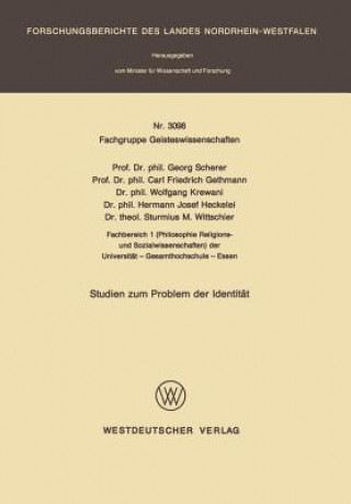 Book Studien Zum Problem Der Identitat Georg Scherer