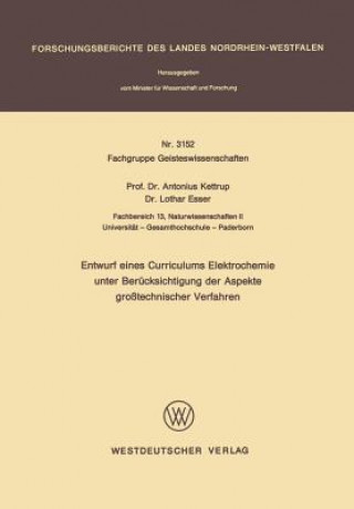Carte Entwurf Eines Curriculums Elektrochemie Unter Berucksichtigung Der Aspekte Grosstechnischer Verfahren Antonius Kettrup