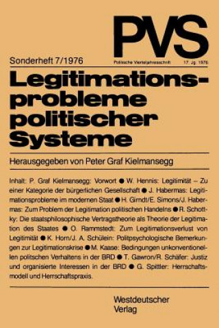 Knjiga Legitimationsprobleme Politischer Systeme Peter Graf Kielmansegg