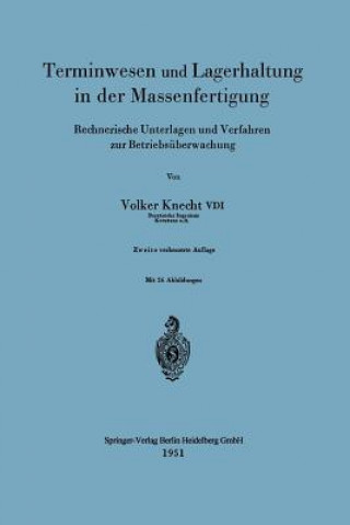 Buch Terminwesen Und Lagerhaltung in Der Massenfertigung Volker Knecht