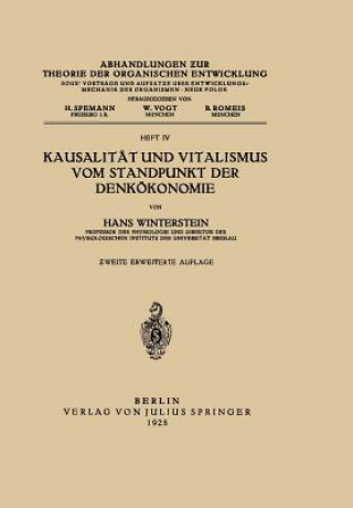 Kniha Kausalit t Und Vitalismus Vom Standpunkt Der Denk konomie Hans Winterstein