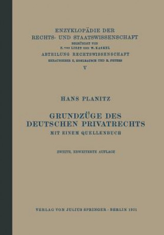 Kniha Grundz ge Des Deutschen Privatrechts Hans Planitz