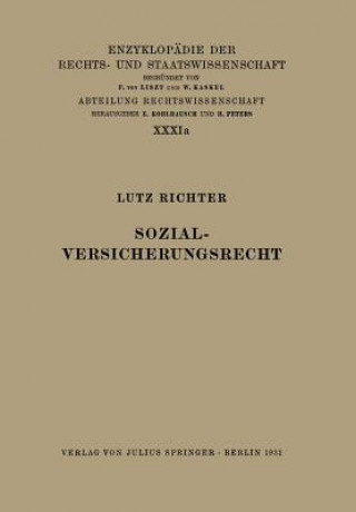 Kniha Sozialversicherungsrecht Lutz Richter