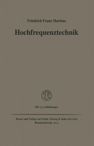 Knjiga Hochfrequenztechnik Friedrich Franz Martens