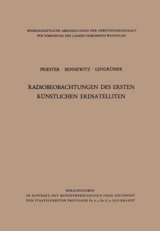 Book Radiobeobachtungen Des Ersten K nstlichen Erdsatelliten Wolfgang Priester