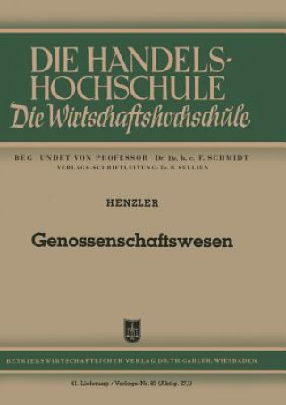 Kniha Genossenschaftswesen Reinhold Henzler