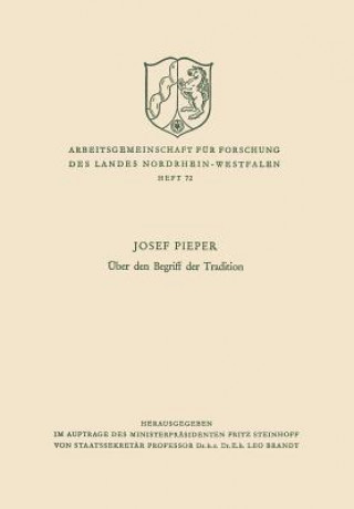 Книга ber Den Begriff Der Tradition Josef Pieper