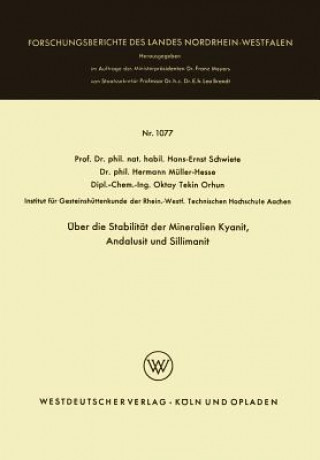 Książka ber Die Stabilit t Der Mineralien Kyanit, Andalusit Und Sillimanit Hans-Ernst Schwiete