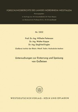 Kniha Untersuchungen Zur Erstarrung Und Speisung Von Gu eisen Wilhelm Patterson