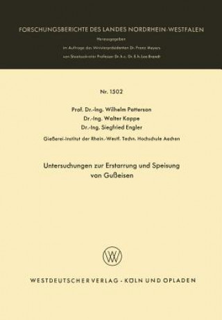 Buch Untersuchungen Zur Erstarrung Und Speisung Von Gu eisen Wilhelm Patterson