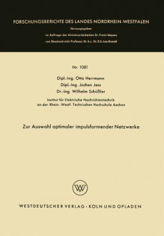 Kniha Zur Auswahl Optimaler Impulsformender Netzwerke Otto Herrmann