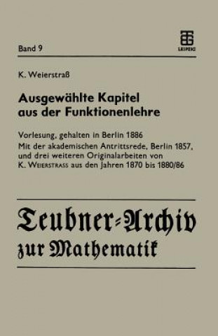 Kniha Ausgewählte Kapitel aus der Funktionenlehre Karl Weierstrass