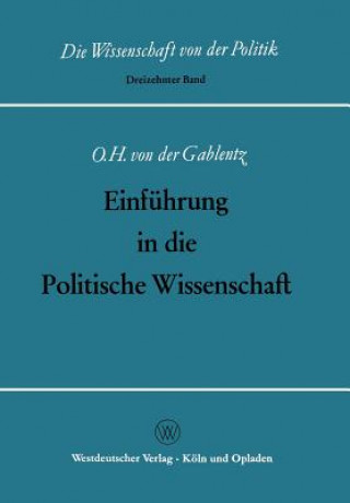 Buch Einf hrung in Die Politische Wissenschaft Otto Heinrich  von der Gablentz