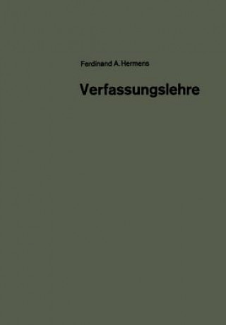 Könyv Verfassungslehre Ferdinand Aloys Hermens