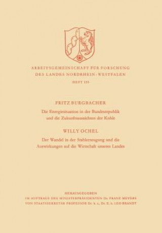 Könyv Energiesituation Der Bundesrepublik Und Die Zukunftsaussichten Der Kohle. Der Wandel in Der Stahlerzeugung Und Die Auswirkungen Auf Die Wirtschaft Uns Fritz Burgbacher