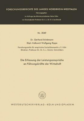 Buch Erfassung Der Leistungsanspr che an F hrungskr fte Der Wirtschaft Gerhard Brinkmann