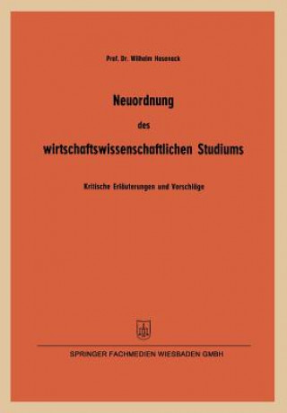 Libro Neuordnung Des Wirtschaftswissenschaftlichen Studiums Wilhelm Hasenack