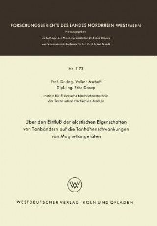 Книга ber Den Einflu  Der Elastischen Eigenschaften Von Tonb ndern Auf Die Tonh henschwankungen Von Magnettonger ten Volker Aschoff