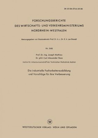 Kniha Die Industrielle Facharbeiterausbildung Und Vorschl ge F r Ihre Verbesserung Joseph Mathieu