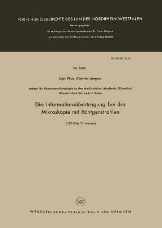 Könyv Die Informations bertragung Bei Der Mikroskopie Mit R ntgenstrahlen Günther Langner