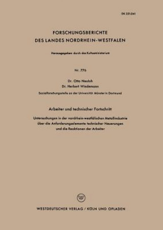 Book Arbeiter Und Technischer Fortschritt Otto Neuloh