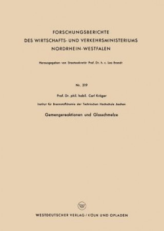 Kniha Gemengereaktionen Und Glasschmelze Carl Kröger