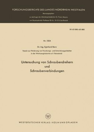 Книга Untersuchung Von Schraubendrehern Und Schraubenverbindungen Eginhard Barz