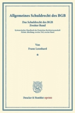 Kniha Besonderes Schuldrecht des BGB. Franz Leonhard