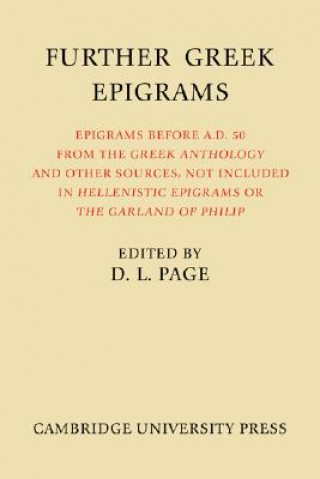 Könyv Further Greek Epigrams Denys L. Page