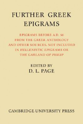 Kniha Further Greek Epigrams Denys L. Page