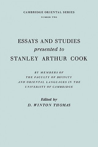 Carte Essays and Studies Presented to Stanley Arthur Cook D. Winton Thomas
