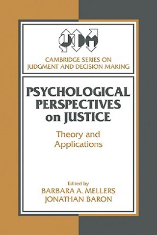 Kniha Psychological Perspectives on Justice Barbara A. MellersJonathan Baron